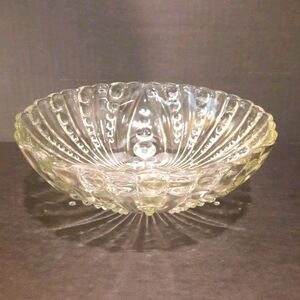 Vintage Clear Burple Glass Footed Berry/Serving Bowl ~ Anchor Hocking